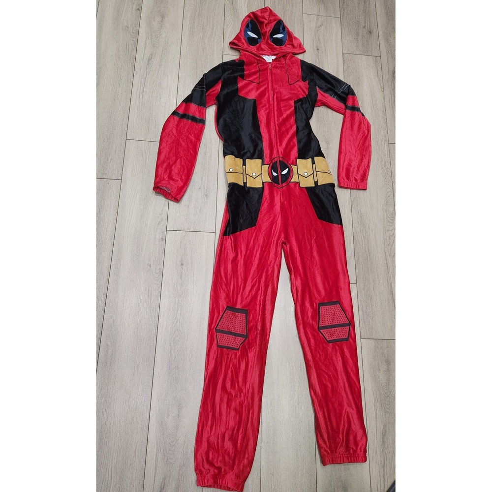 Marvel Deadpool Wolverine Jumpsuit Hooded Halloween Costume Adult S/M